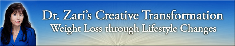 Graphic Text Banner: Dr Zari's Creative Transformation - Weight Loss through Lifestyle Changes